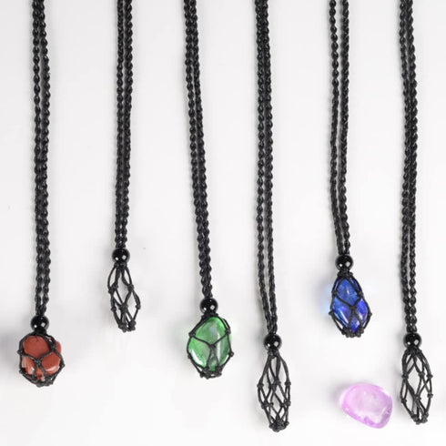 Anjiucc 18 Pieces Black Necklace Cord Empty Stone Holder Empty Necklace Holder Adjustable Cord Cage for DIY Jewelry Making Accessories...