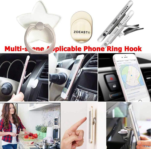 ZOSTLAND 1PC Transparent Clear Phone Ring Universal 360°Adjustable Phone Case Finger Grip Stand Holder Desk Stent Mount Car Hook Compatible with i...