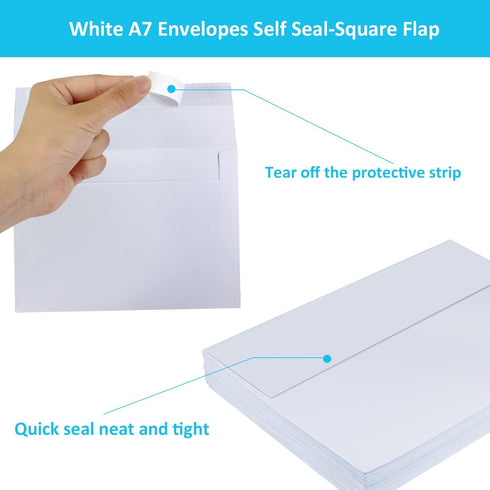 AnutriON5x7 Envelopes, 48 Pack White A7 Envelopes 5x7, Card Envelopes, Printable Envelopes, Quick Self Seal Envelopes, 5x7 Envelopes for Invitatio...