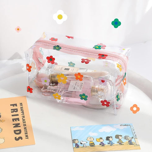 Clear Flower Makeup Bags Transparent Floral Cosmetic Bag Travel Wash Bag Waterproof Toiletry Storage Pouch for Women Girls Colorful...