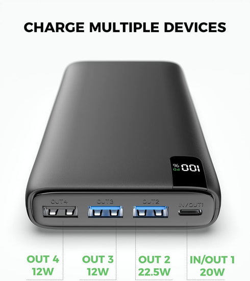 Power Bank Portable Charger - 27000mAh USB C in & Out PD Fast Charger QC3.0 22.5W 4 Outputs External Battery Pack Compatible with iPhone, Samsung,...