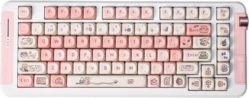 Pink Keycaps PBT MOA Profile Cute Pig Custom Keyboard Keycaps DYE-SUB 131 Keys Set for Cherry MX Switches Alice Mechanical Keyboard...