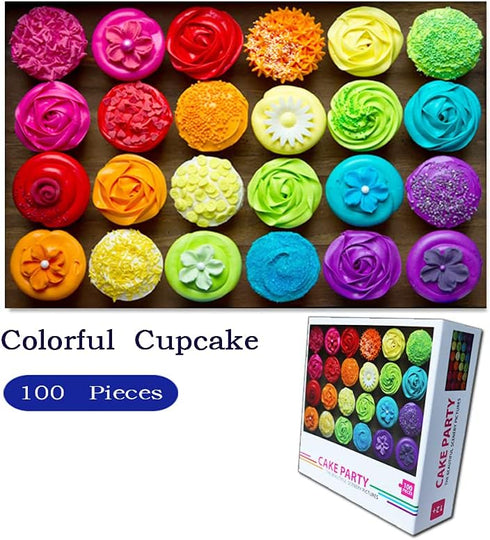 100 Piece Puzzles for Kids Ages 4-8 Colorful Cupcake Jigsaw Puzzle for Toddlers 3-5 Years Old Boys Girls Preschool Educational Fun Game Learning P...