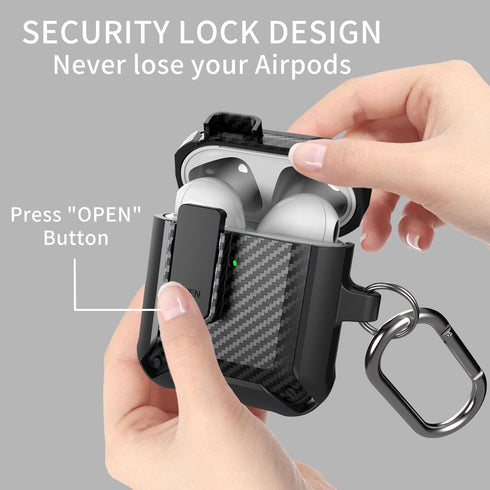 Olytop for Airpods 2nd 1st Generation Case Men Lock with Cleaner Kit, Rugged AirPod 2/1 Gen Protective Hard Cover Shockproof Skin Boys Women with ...