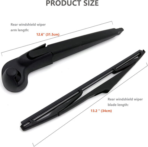 Rear Wiper Arm & Wiper Blade Replacement for Jeep Wrangler 2007-2017 / Jeep Wrangler JK 2018, Factory OE Style Rear Windshield Wiper Arm & Wiper B...