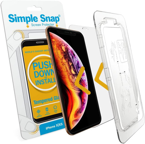Simple Snap Tempered Glass Screen Protector for iPhone X/XS — Invinsible Protection with Bubble-Free, Scratch-Resistant, Fingerprint-Free Tech, Ca...