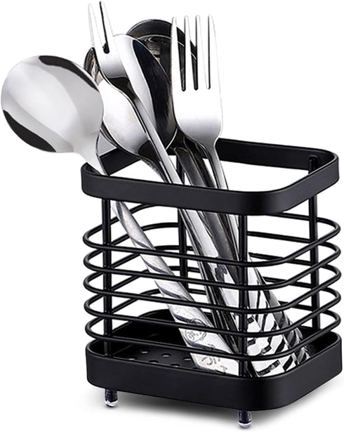 Stainless Steel Utensil Drying Rack, Silverware Drying Basket Basket Draining Basket Kitchen Dish Drainer Dish Drying Rack(S-Black)...