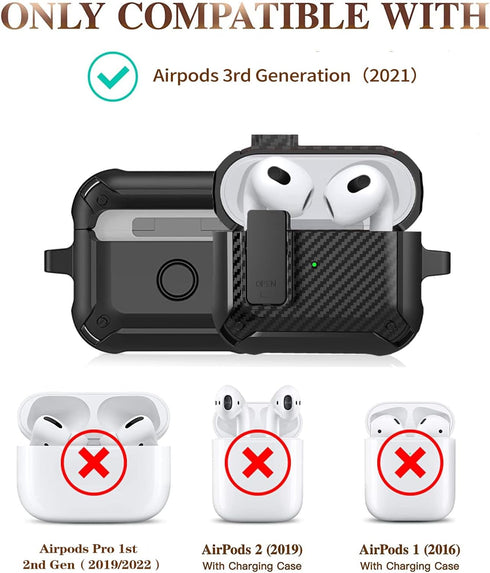 Olytop for Airpods 3rd Generation Case with Lock & Cleaner Tool, Armor Rugged Shell AirPod Gen 3 Protective Cover for Apple iPod 3rd Generation 20...