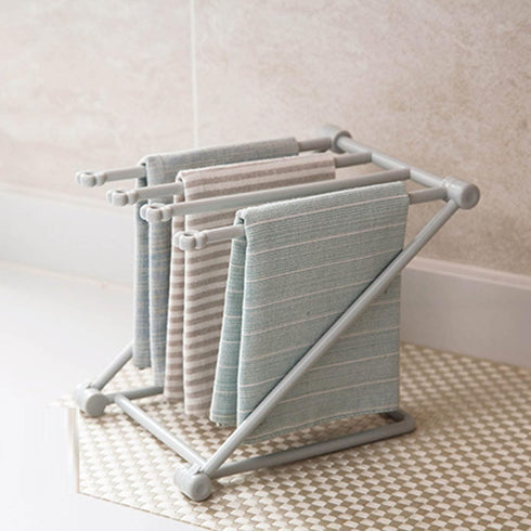 Countertop Dishcloth Drying Rack, 4 Arms Lightweight Space Saving Compact Dish Rag Cloth Holder Foldable for Kitchen (Light Grey)...
