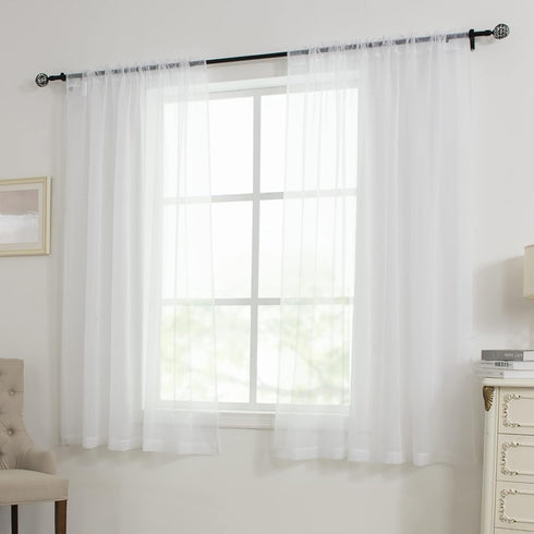 White Sheer Curtains 54 inches Long for Bedroom Top Rod Pocket Sheer Window Panels Curtains for Nursery Living Room 52 by 54 Inch Length Set of 2...
