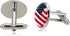 American Flag USA Tie Bar Clip and Cufflinks Set - Silver Colored Metal Plated - Luxury Clothing Accessories...