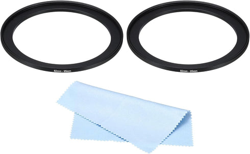 PATIKIL 82mm-95mm Metal Step Up Ring with Cleaning Cloth, 2 Pack Camera Lens Filter Adapter Ring Aluminum Filter Adapter Ring for Camera Lenses Ho...