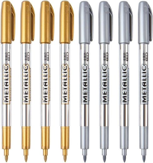 Dyvicl Metallic Markers Pens - Silver and Gold Paint Pens for Black Paper, Glass, Rock Painting, Halloween Pumpkin, Card Making, Scrapbook Album, ...