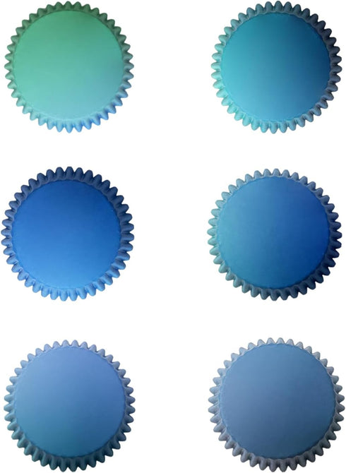 qiqee 300PCS Standard Gradient Cupcake Liners Cupcake Cups 6 Designs Blue Gradient Cupcake Papers Baking Cups Cupcake Wrappers (Medium Size)...
