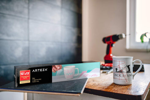 ARTEZA Ultra Clear Transfer Tape Paper with Grid & Squeegee, 12 Inch Wide x 12 Foot Long Roll, for Alignment & Transfer of Adhesive Vinyl for Deca...