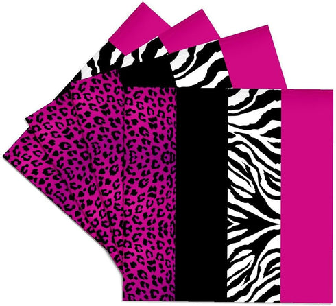 3dRose CST_35436_3 Pink Black and White Animal Print-Leopard and Zebra-Ceramic Tile Coasters, Set of 4...