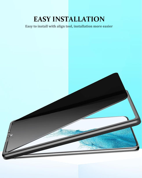 Compatible for Samsung Galaxy S24 Plus Privacy Screen Protector Tempered Glass with CD Texture Black Camera Lens Protector, Support Fingerprint ID...