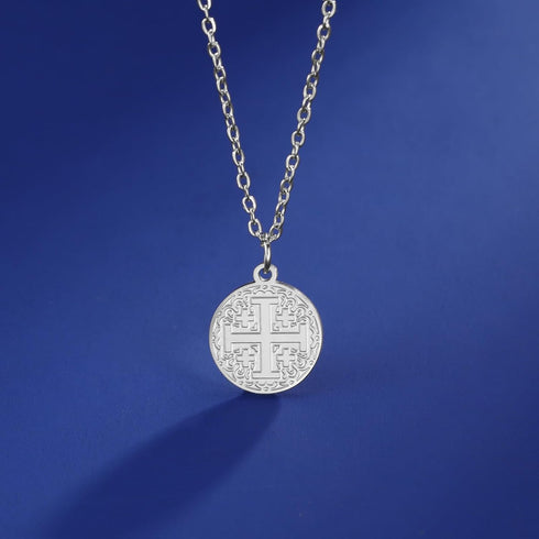 Jude Jewelers Stainless Steel Jerusalem Cross Religious Prayer Statement Pendant Necklace...