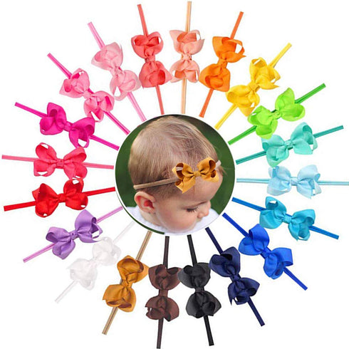 CÉLLOT 40 Colors Baby Bow Headbands 3" Hair Bows Super Soft Nylon Headbands for Baby Girls Infants preemie and Newborn Kids Hair Accessories...