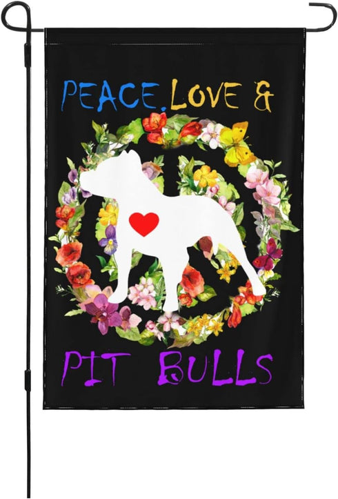 Peace Love & PitBulls Small Garden Flag Vertical Double Sided 12 x 18 Inch for Indoor Yard Lawn Porch Spring Summer Outdoor Decor...