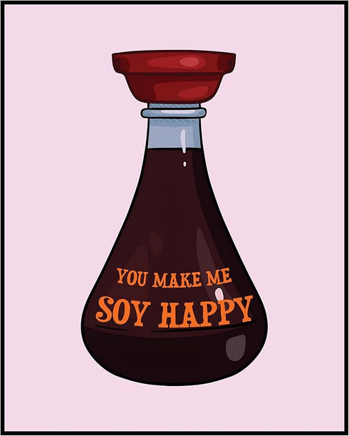 Posterizer 1 pcs-Soy Pun Funny Kitchen Sauce Art-Kitchen & Bar Art-GIft for Men Women Teens-Art for Cafe, Restaurant, Coffee Bar - unframed wall a...