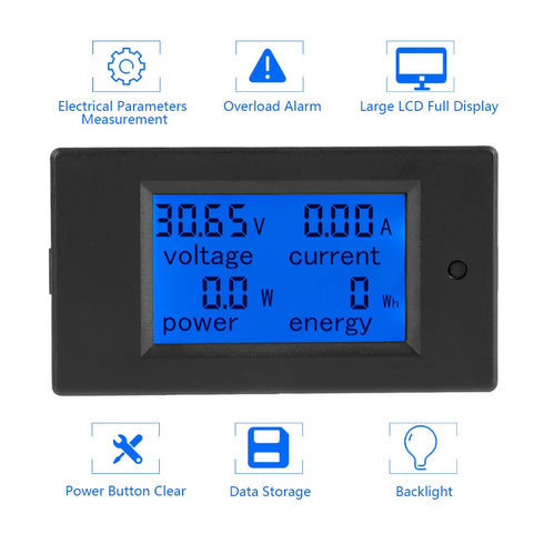 PZEM-051 LCD Display DC 6.5-100V Digital Electric Power Energy Voltage Current Meter Power Energy Battery Monitor Amperage Meter Gauge with Built-...