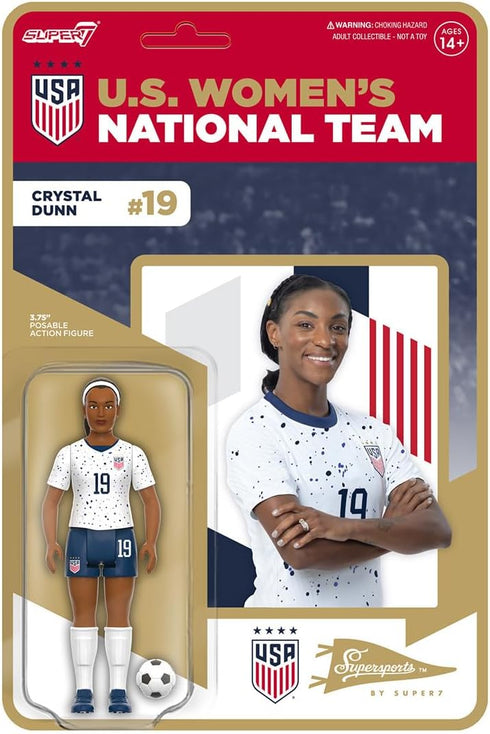 Super7 USWNT Soccer Crystal Dunn - 3.75" U.S. Women's National Team Action Figure with Soccer Ball Accessory Sports Collectibles and Retro Toys...