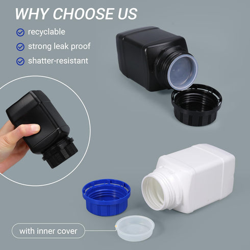 34oz Plastic Container Lab Chemical Reagent Bottles 1000ml Small Mouth Liquid Solid Storage Bottles Round Sample Storage Sealing Container with An...