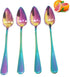 4 piece colorful Grapefruit Spoons 6.5 inch Metal Stainless Steel Grapefruit Spoons stainless steel spoon for dessert fruit and salad...