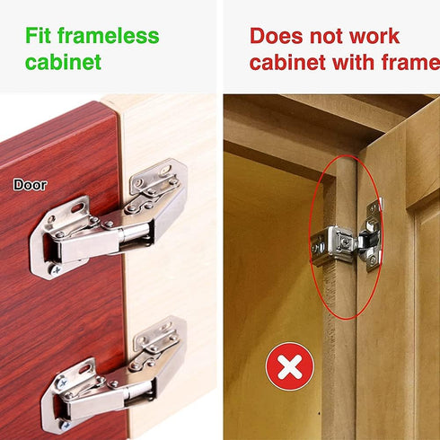4-Pack Hidden Hinges for Cabinet Doors Frameless, Concealed Cabinet Hinges, Surface Mount Hinges...