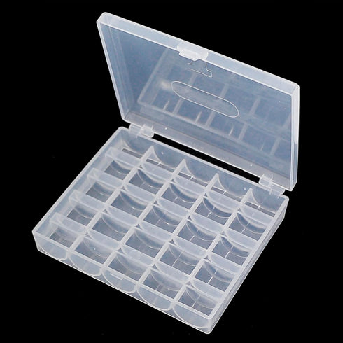 YEQIN Bobbin Box, Bobbin Organizer Plastic Case, Transparent 25 Slots Empty Bobbins Spools Box, Sewing Craft Plastic Case Storage Box for Sewing M...