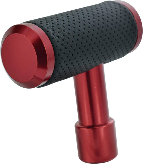 T Handle Shifter Car Knob, Joystick Style Alloy Cover with Leather Gear Stick Lever Shift Fit Most Automatic Manual Transmissions, Red-Black...
