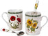 Portmeirion Botanic Garden Mug & Teaspoon Set - Ceramic Mugs & Stainless Steel Spoons - Poppy & Sunflower Motifs, Chip-Resistant Glaze, Dishwasher...