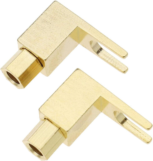 Create idea 4pcs Brass Gold Plating Banana to Spade Adapter Connector 2 Screw-in Angles for Audio Cables Adapters...