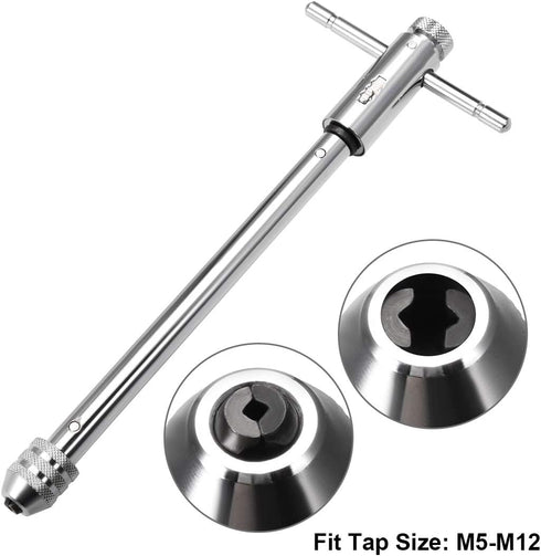 uxcell Adjustable Ratchet Tap Wrench T-Handle, for Metric M5-M12 Thread Taps, Ratcheting T Handle Holder Reamer Hand Tapping Tool for Machinist Re...
