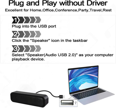 ZETIY Updated Computer Speaker, USB Powered Speaker for Desktop,Windows PC,Mac. Portable Mini Sound bar-Plug and Play with Volume Control and Mute...
