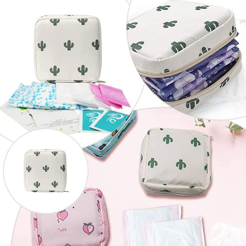 Sanitary Napkin Storage Bag, 2 Pcs Portable Period Bag Zipper Menstrual Pad Bag Reusable Menarche Packs for Women Ladies, First Period Kit for Tee...