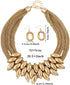 African Bib Choker Necklaces Earring Sets Chunky Tribal Style Statement Necklace African Layered Collar Necklace for Women - Gold...