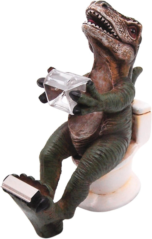 Dinosaur Sitting on a Toilet Tape Dispenser, Unique Desk Accessory, Funny Office Supplies, 5.5 Inches...