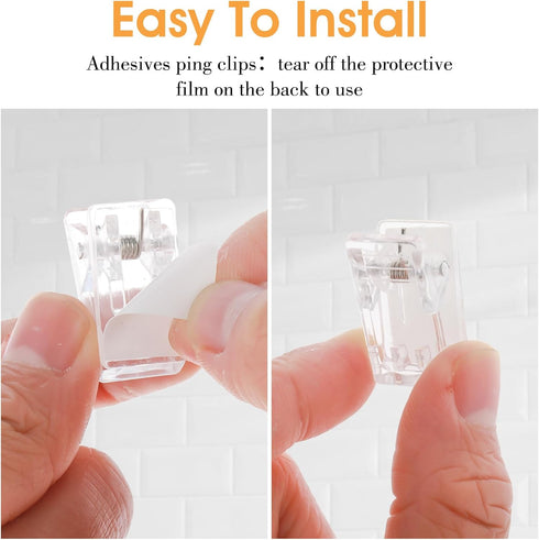 20PCS Self Adhesive Clips Sticky Clips for Hanging Plastic Sticky Photo Clips Rectangle Sticky Clips Double-Sided Adhesive Spring Clips for Home O...