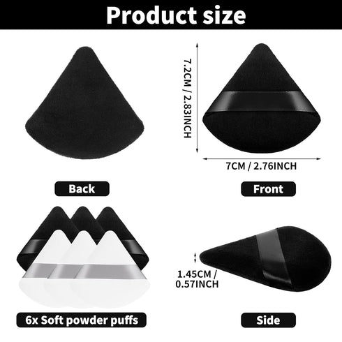 Sibba 6 Pieces Sponge Loose Powder Puff Foundation Concealer Face Makeup Make Up Triangle Sponges Velour Beauty Setting Artist Grip Liner Body Ski...