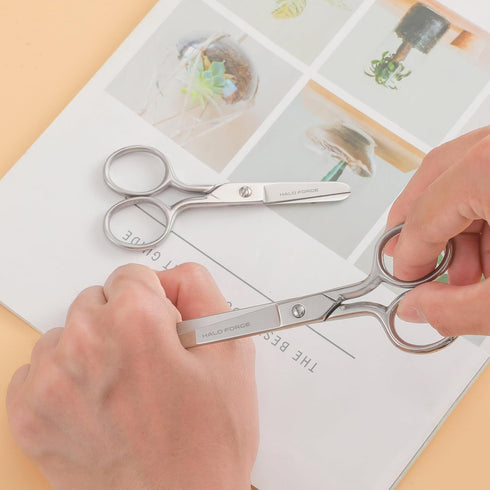 Round Tip Sewing Scissors: Small Safety Sharp Tiny Fabric Scissors, 4.75 Inches Silver Stainless Steel Shears for Cutting Yarn Thread Embroidery k...