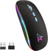 BQSS LED Wireless Mouse, Slim Rechargeable Silent Portable USB Optical 2.4G Wireless Bluetooth Two Mode Computer Mice with USB Receiver and Type C...