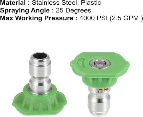 X AUTOHAUX 25 Degrees High Pressure Washer Spray Nozzle Tips Quick Connector Green 5 Pcs...