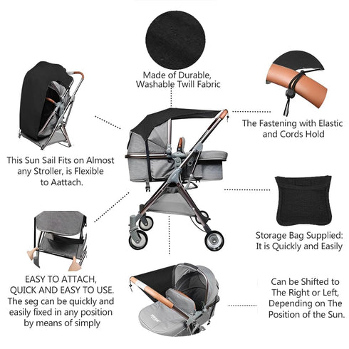 Nakazawa Stroller Shade Extender,Baby Stroller with High Landscape Bidirectional Design, Ultimate Protection and Full Coverage for Your Little One...