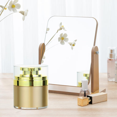 Airless Pump Makeup Jar Acrylic Cosmetic Jar 2pcs 1.7 oz Vacuum Travel Bottle Empty Containers with Pump for Skincare Cream Lotion or DIY Skin Car...