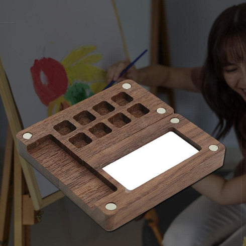 Wooden Handmade Watercolor Paint Box, Portable Sketchbook Palette Colour Mixing Palette Box,Travel Paint Tray Box, Water Color, Gouache, Acrylic P...