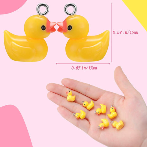 Syhood 40 Pcs Mini Resin Duck Charms,Tiny Yellow Duck Pendants DIY Baby Pendants Jewelry Charms for Bracelet Necklace Jewelry Making Party Supplie...