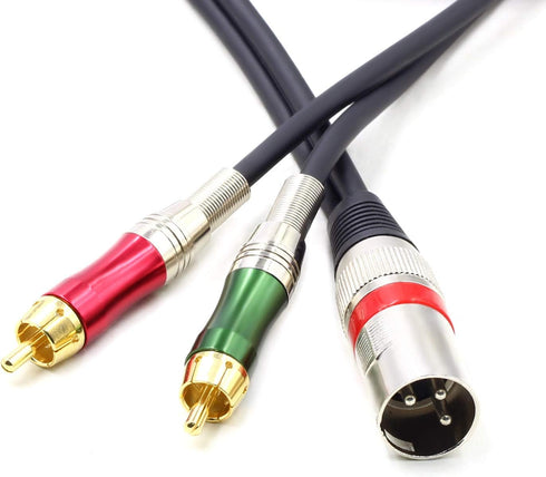 SiYear 15FT XLR Male to 2 x Phono RCA Plug Adapter Y Splitter Patch Cable, 1 XLR Male 3 Pin to Dual RCA Male Plug Stereo Audio Cable Connector(4.5...