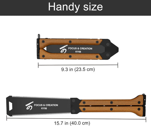Hand Saw, 8 Inch Folding Saw with Double Edges of 13/14 TPI, SK5 Blade Wood Saw for Woodworking, Hand Saws for Hard & Soft Wood, DIY, Gifts for Me...